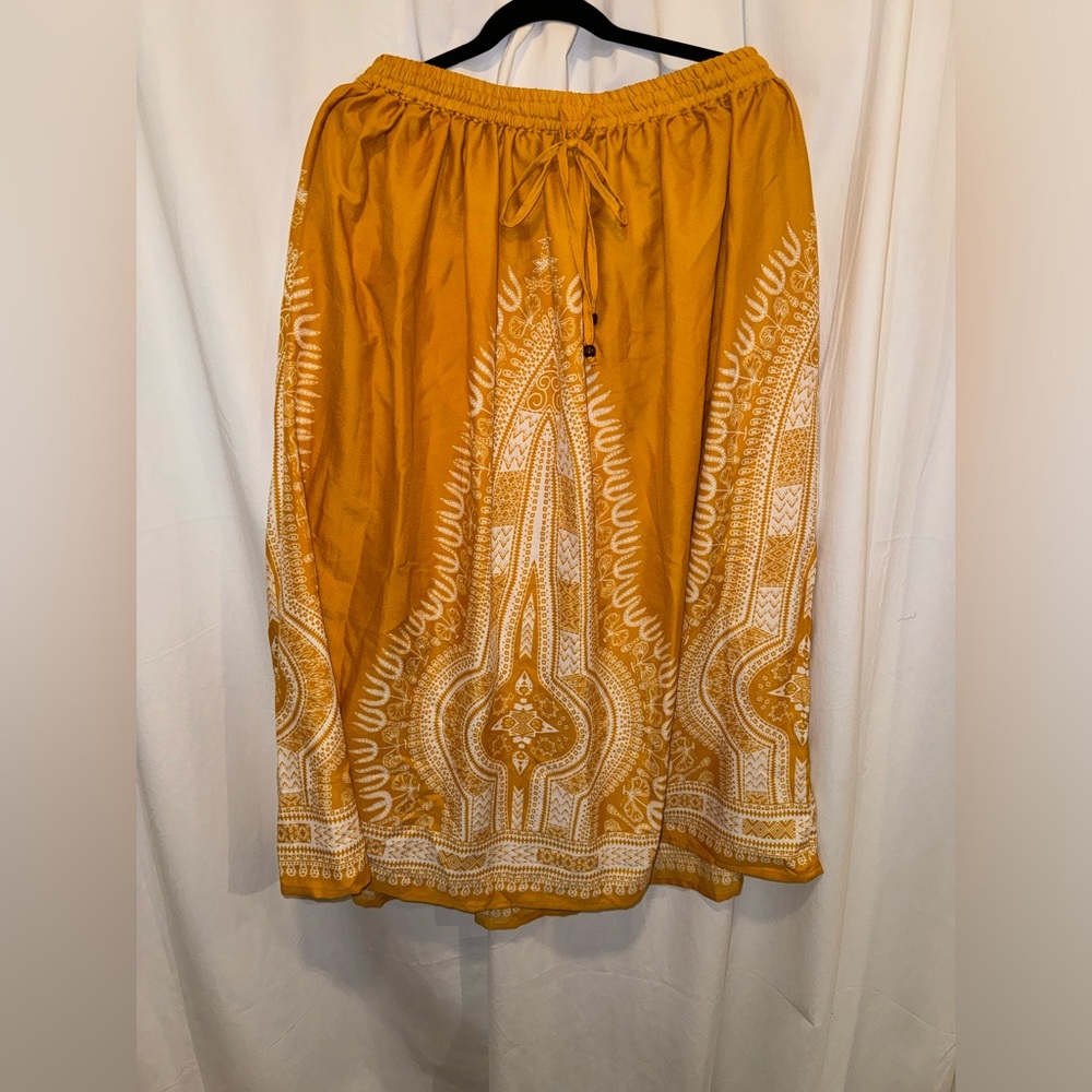 NWT Gypsie Blue Mustard color Full Length Skirt XL